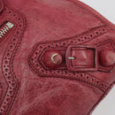BALENCIAGA The Giant City Hand Bag Leather 2way Red Silver 204529 Auth 194336V-17