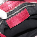BALENCIAGA The Giant City Hand Bag Leather 2way Red Silver 204529 Auth 194336V-20