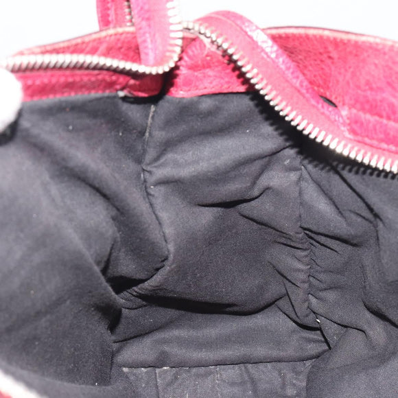 BALENCIAGA The Giant City Hand Bag Leather 2way Red Silver 204529 Auth 194336V
