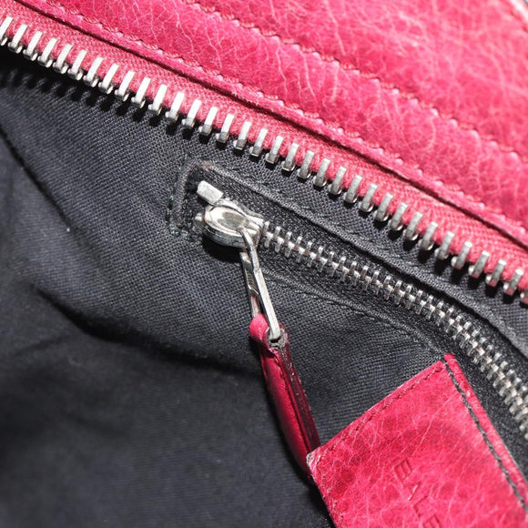 BALENCIAGA The Giant City Hand Bag Leather 2way Red Silver 204529 Auth 194336V