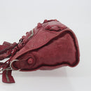BALENCIAGA The Giant City Hand Bag Leather 2way Red Silver 204529 Auth 194336V-5