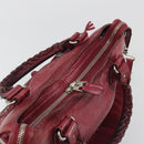 BALENCIAGA The Giant City Hand Bag Leather 2way Red Silver 204529 Auth 194336V-6