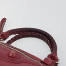 BALENCIAGA The Giant City Hand Bag Leather 2way Red Silver 204529 Auth 194336V-8
