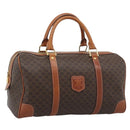 CELINE Macadam Canvas Boston Bag PVC Leather Brown Gold Auth 194340A-1