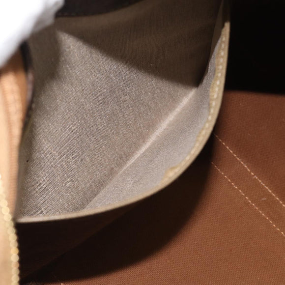 CELINE Macadam Canvas Boston Bag PVC Leather Brown Gold Auth 194340A