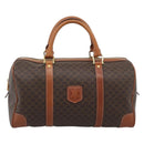 CELINE Macadam Canvas Boston Bag PVC Leather Brown Gold Auth 194340A-13