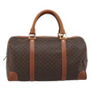 CELINE Macadam Canvas Boston Bag PVC Leather Brown Gold Auth 194340A-2