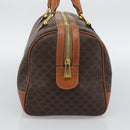 CELINE Macadam Canvas Boston Bag PVC Leather Brown Gold Auth 194340A-3