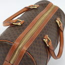 CELINE Macadam Canvas Boston Bag PVC Leather Brown Gold Auth 194340A-6