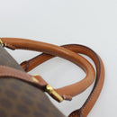 CELINE Macadam Canvas Boston Bag PVC Leather Brown Gold Auth 194340A-8