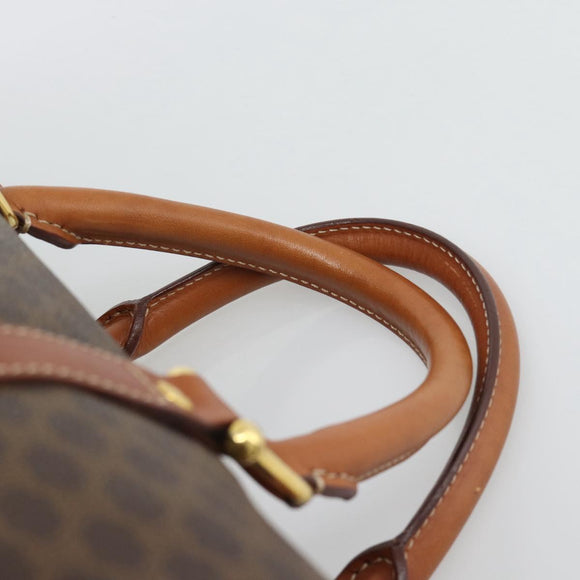 CELINE Macadam Canvas Boston Bag PVC Leather Brown Gold Auth 194340A