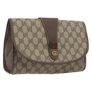 GUCCI GG Supreme Web Sherry Line Bag PVC Beige Gold 156 01 030 Auth 194344-1