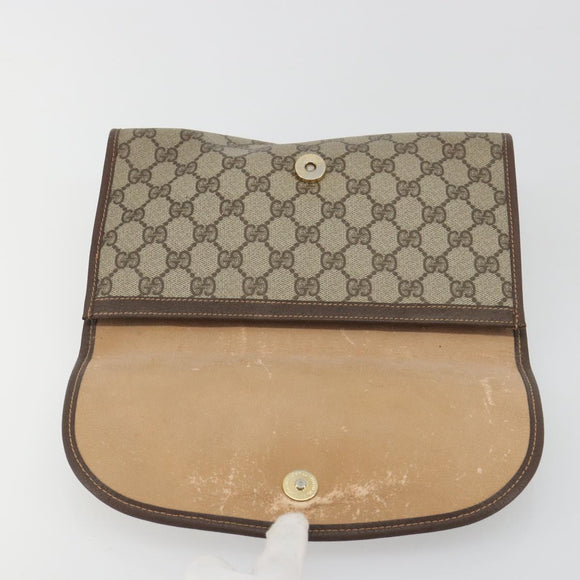 GUCCI GG Supreme Web Sherry Line Bag PVC Beige Gold 156 01 030 Auth 194344