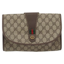 GUCCI GG Supreme Web Sherry Line Bag PVC Beige Gold 156 01 030 Auth 194344-2