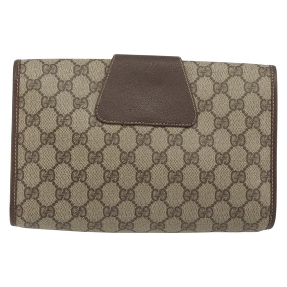 GUCCI GG Supreme Web Sherry Line Bag PVC Beige Gold 156 01 030 Auth 194344