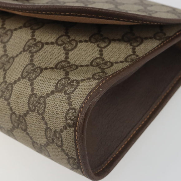 GUCCI GG Supreme Web Sherry Line Bag PVC Beige Gold 156 01 030 Auth 194344