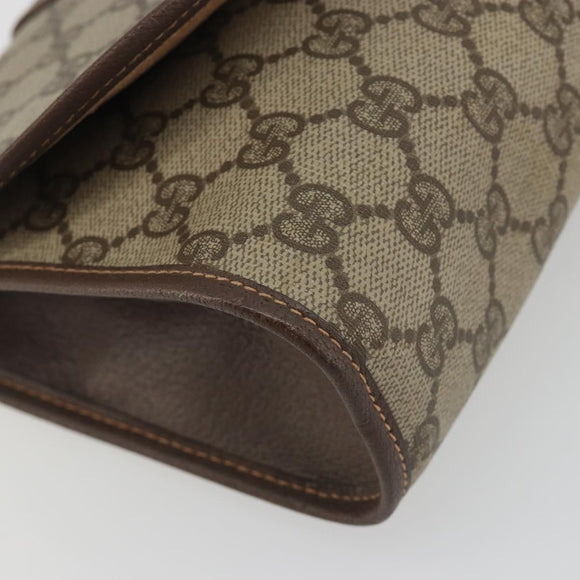 GUCCI GG Supreme Web Sherry Line Bag PVC Beige Gold 156 01 030 Auth 194344