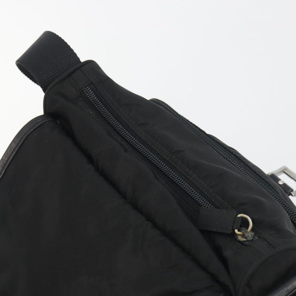 PRADA Shoulder Bag Nylon Black Silver Auth 194350A