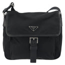 PRADA Shoulder Bag Nylon Black Silver Auth 194350A-13