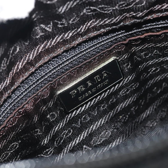 PRADA Shoulder Bag Nylon Black Silver Auth 194350A