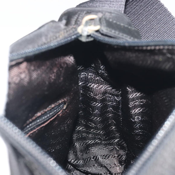 PRADA Shoulder Bag Nylon Black Silver Auth 194350A