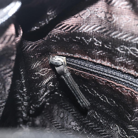 PRADA Shoulder Bag Nylon Black Silver Auth 194350A