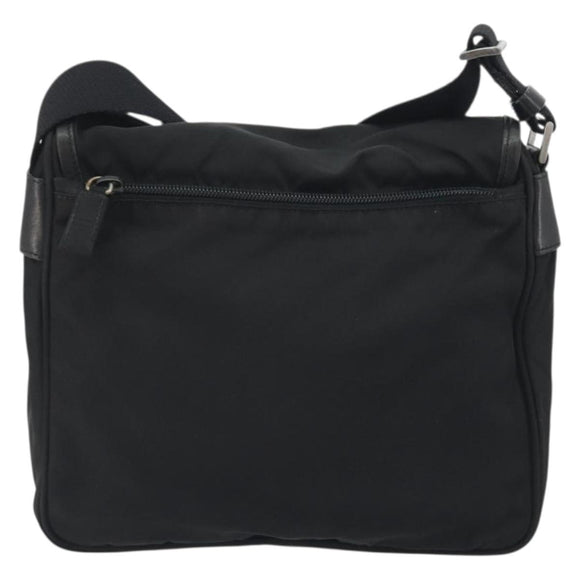 PRADA Shoulder Bag Nylon Black Silver Auth 194350A