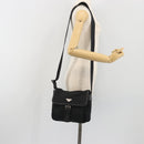 PRADA Shoulder Bag Nylon Black Silver Auth 194350A-30