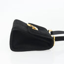 Salvatore Ferragamo Gancini Shoulder Bag Suede Black Gold Auth 194354A-4