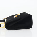 Salvatore Ferragamo Gancini Shoulder Bag Suede Black Gold Auth 194354A-5