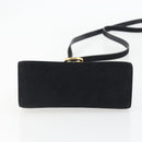 Salvatore Ferragamo Gancini Shoulder Bag Suede Black Gold Auth 194354A-9