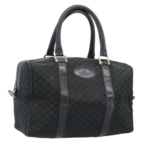 CELINE Macadam Canvas Boston Bag Black Gold Auth 194355