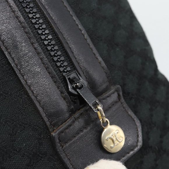 CELINE Macadam Canvas Boston Bag Black Gold Auth 194355