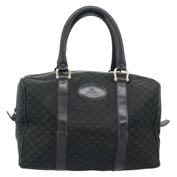 CELINE Macadam Canvas Boston Bag Black Gold Auth 194355