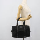 CELINE Macadam Canvas Boston Bag Black Gold Auth 194355-20