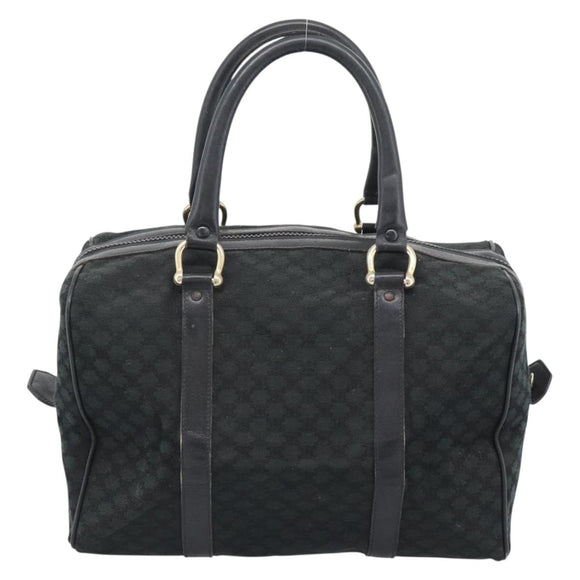 CELINE Macadam Canvas Boston Bag Black Gold Auth 194355