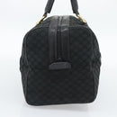 CELINE Macadam Canvas Boston Bag Black Gold Auth 194355-3