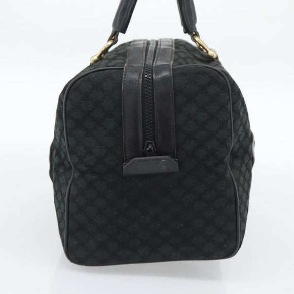 CELINE Macadam Canvas Boston Bag Black Gold Auth 194355