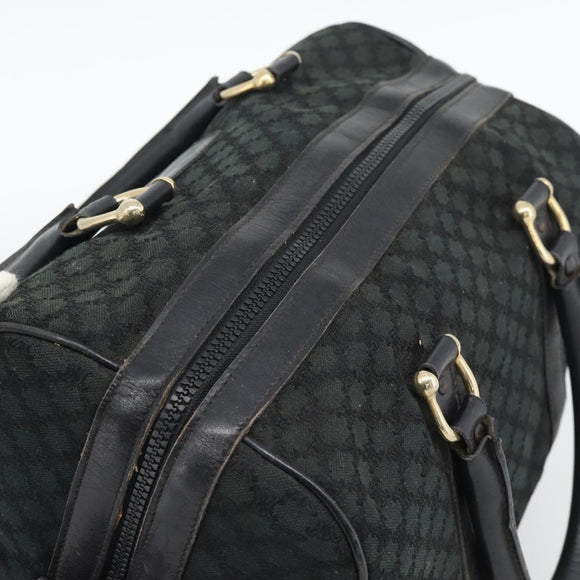 CELINE Macadam Canvas Boston Bag Black Gold Auth 194355