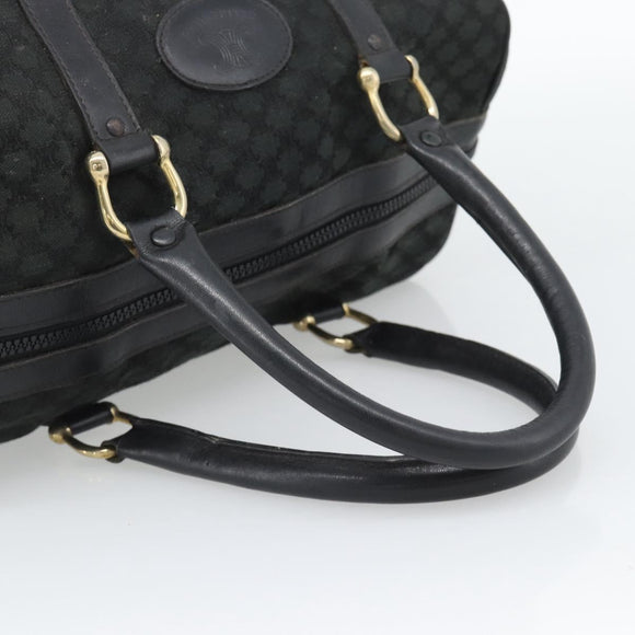 CELINE Macadam Canvas Boston Bag Black Gold Auth 194355
