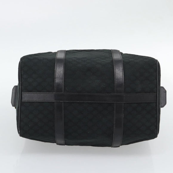 CELINE Macadam Canvas Boston Bag Black Gold Auth 194355