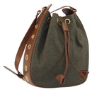 SAINT LAURENT Shoulder Bag PVC Canvas Brown Gold Auth 194356-1