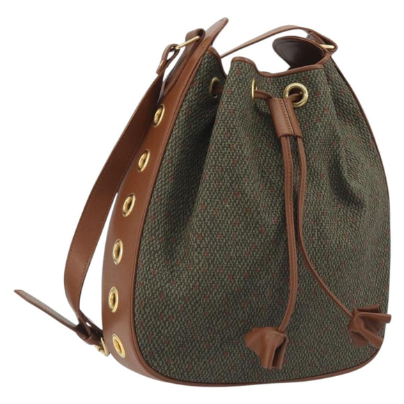 SAINT LAURENT Shoulder Bag PVC Canvas Brown Gold Auth 194356