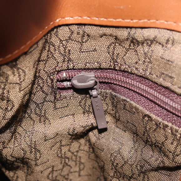 SAINT LAURENT Shoulder Bag PVC Canvas Brown Gold Auth 194356