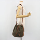 SAINT LAURENT Shoulder Bag PVC Canvas Brown Gold Auth 194356-21