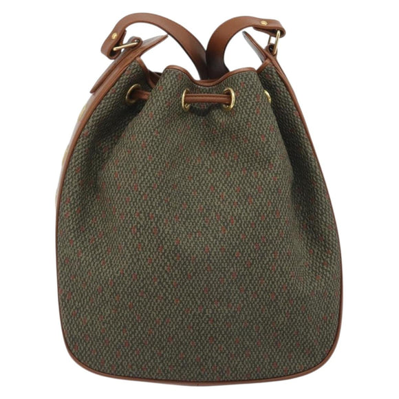 SAINT LAURENT Shoulder Bag PVC Canvas Brown Gold Auth 194356
