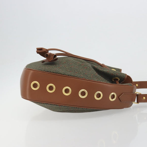 SAINT LAURENT Shoulder Bag PVC Canvas Brown Gold Auth 194356