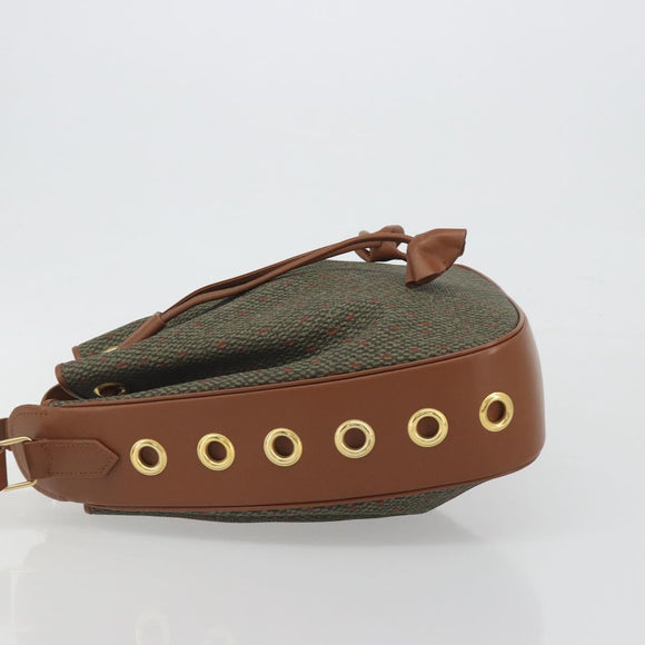 SAINT LAURENT Shoulder Bag PVC Canvas Brown Gold Auth 194356