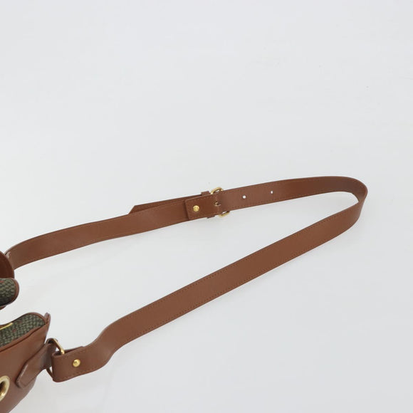SAINT LAURENT Shoulder Bag PVC Canvas Brown Gold Auth 194356