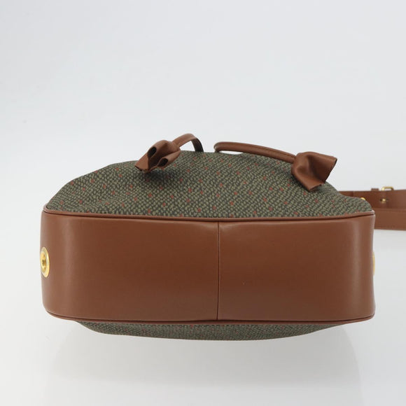 SAINT LAURENT Shoulder Bag PVC Canvas Brown Gold Auth 194356